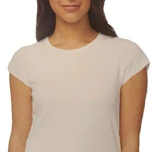 Buffalo David Bitton Women’s Crew Neck Rib Tee, White, Size L